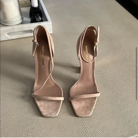 YSL SAINT LAURENT HEELS TAN