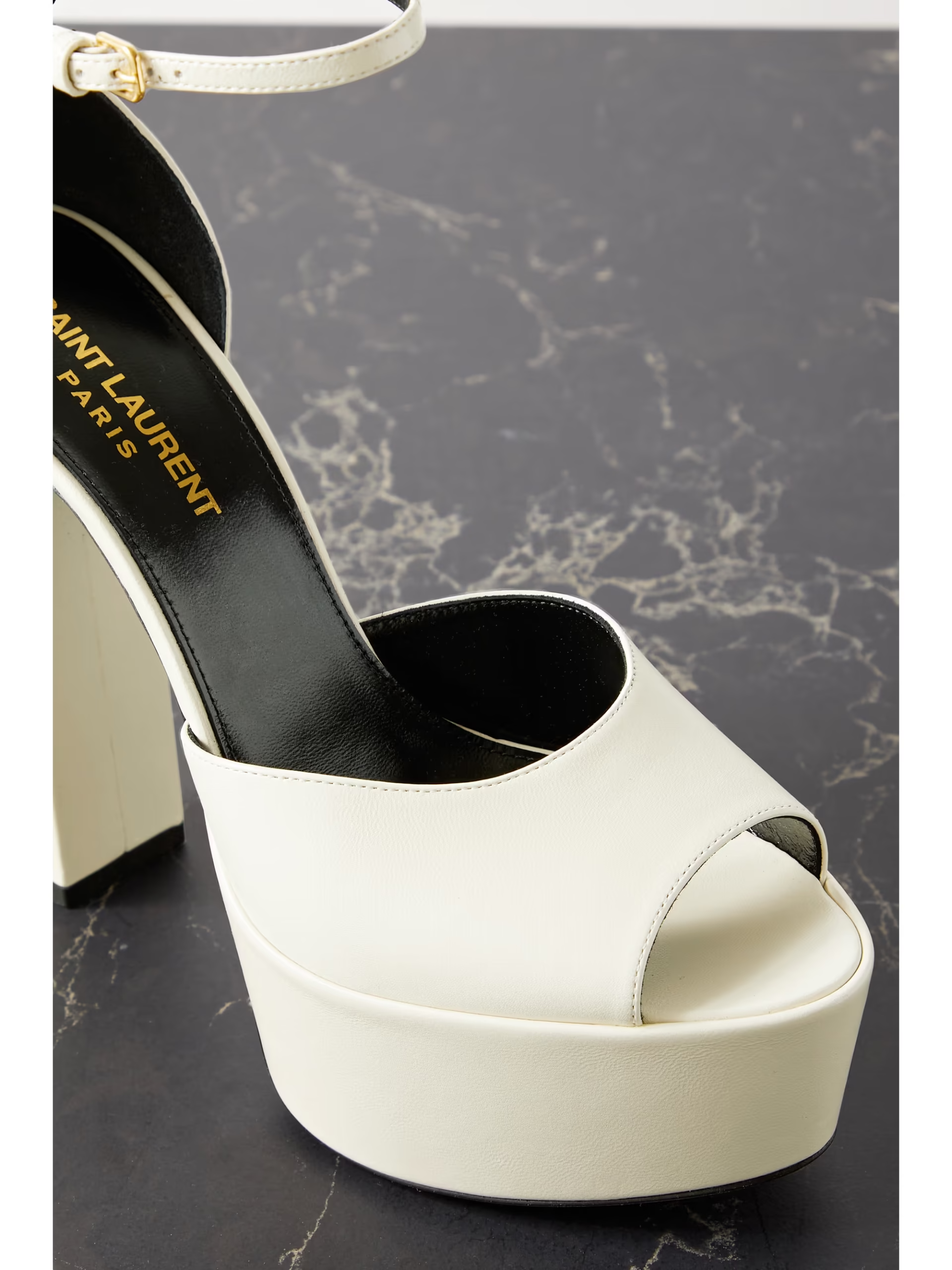 YSL Block Heels off-white